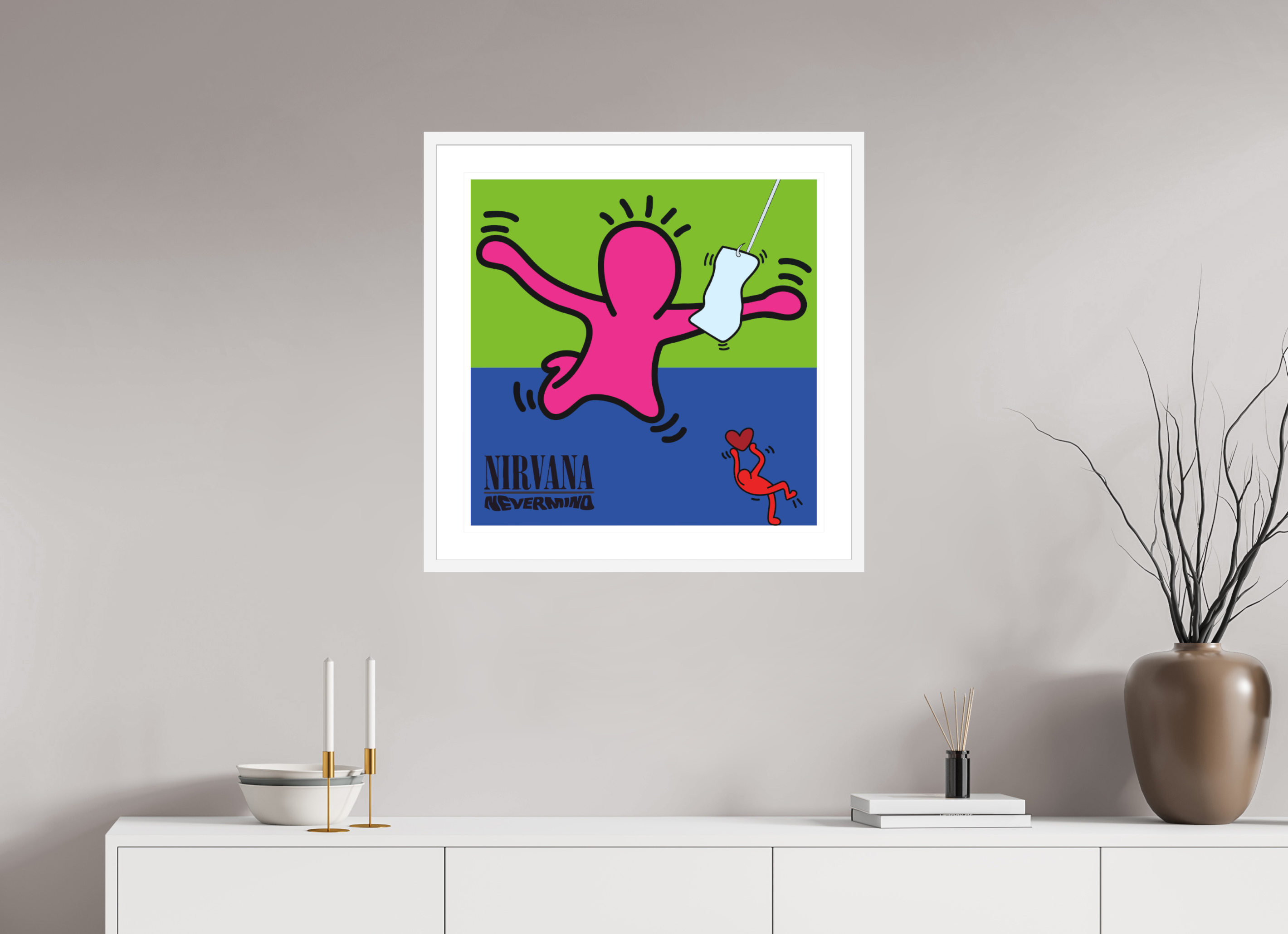 60 x 60 cm, FRAMED WHITE Nirvana