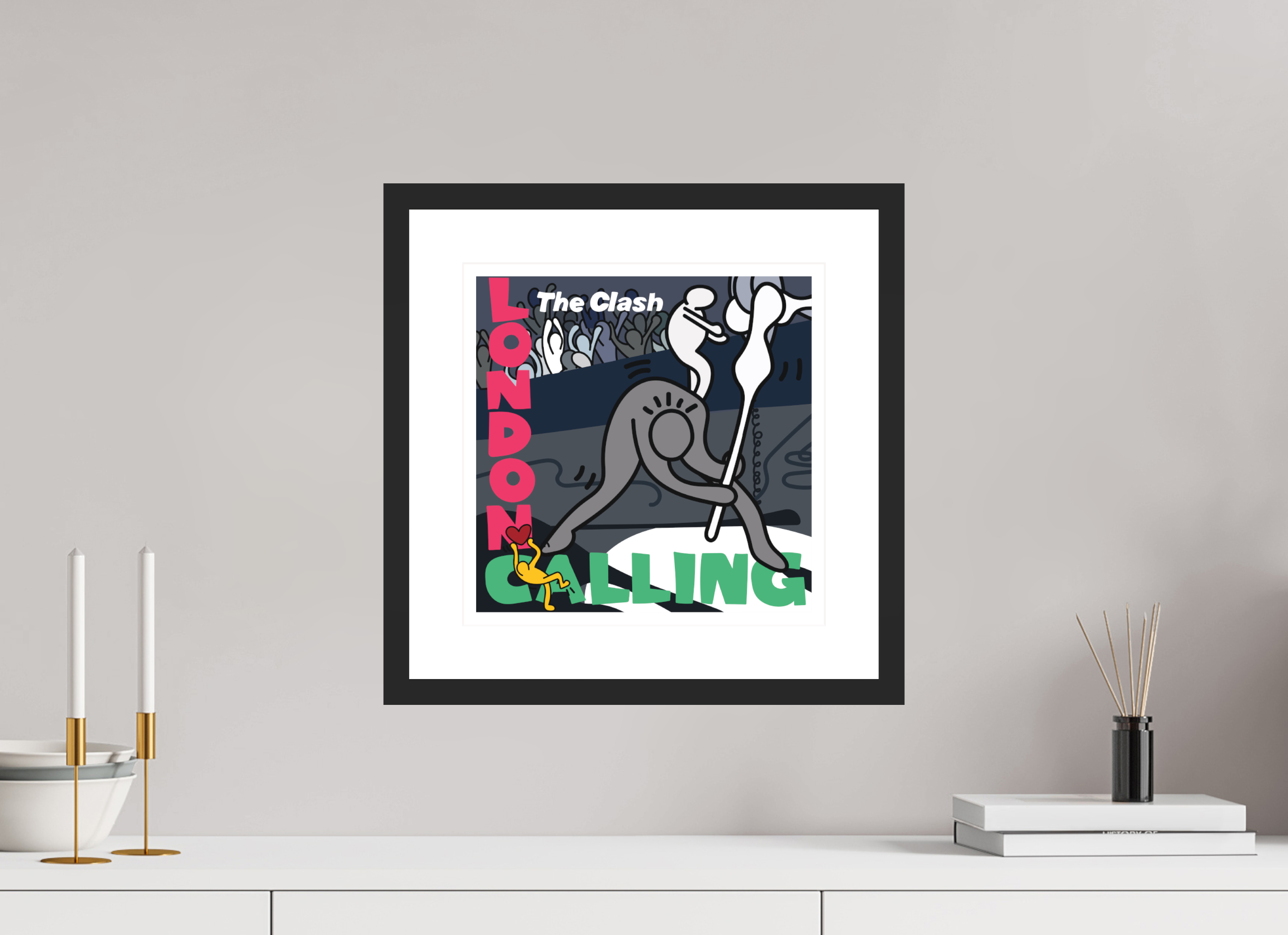 30 x 30 cm, FRAMED BLACK London Calling