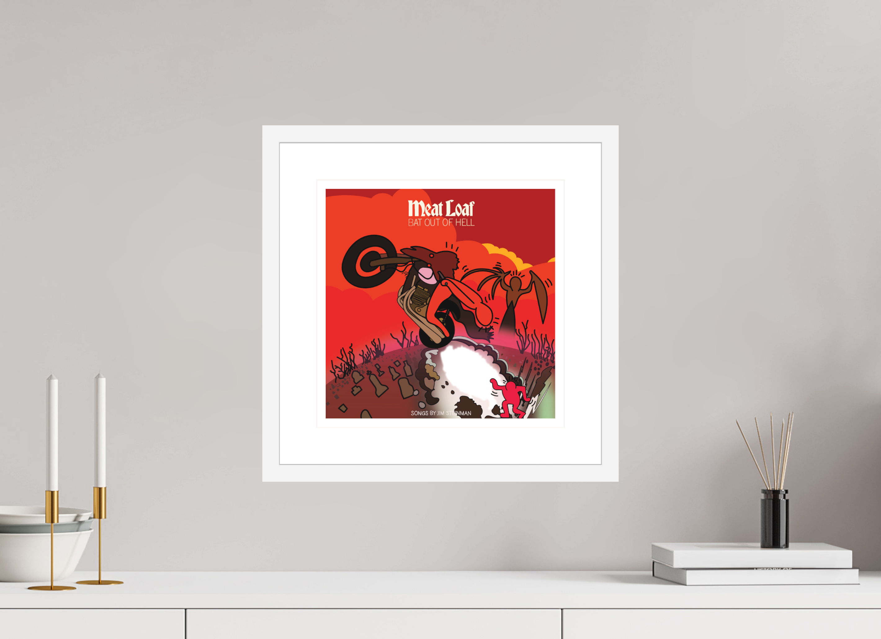 30 x 30 cm, FRAMED WHITE Meatloaf