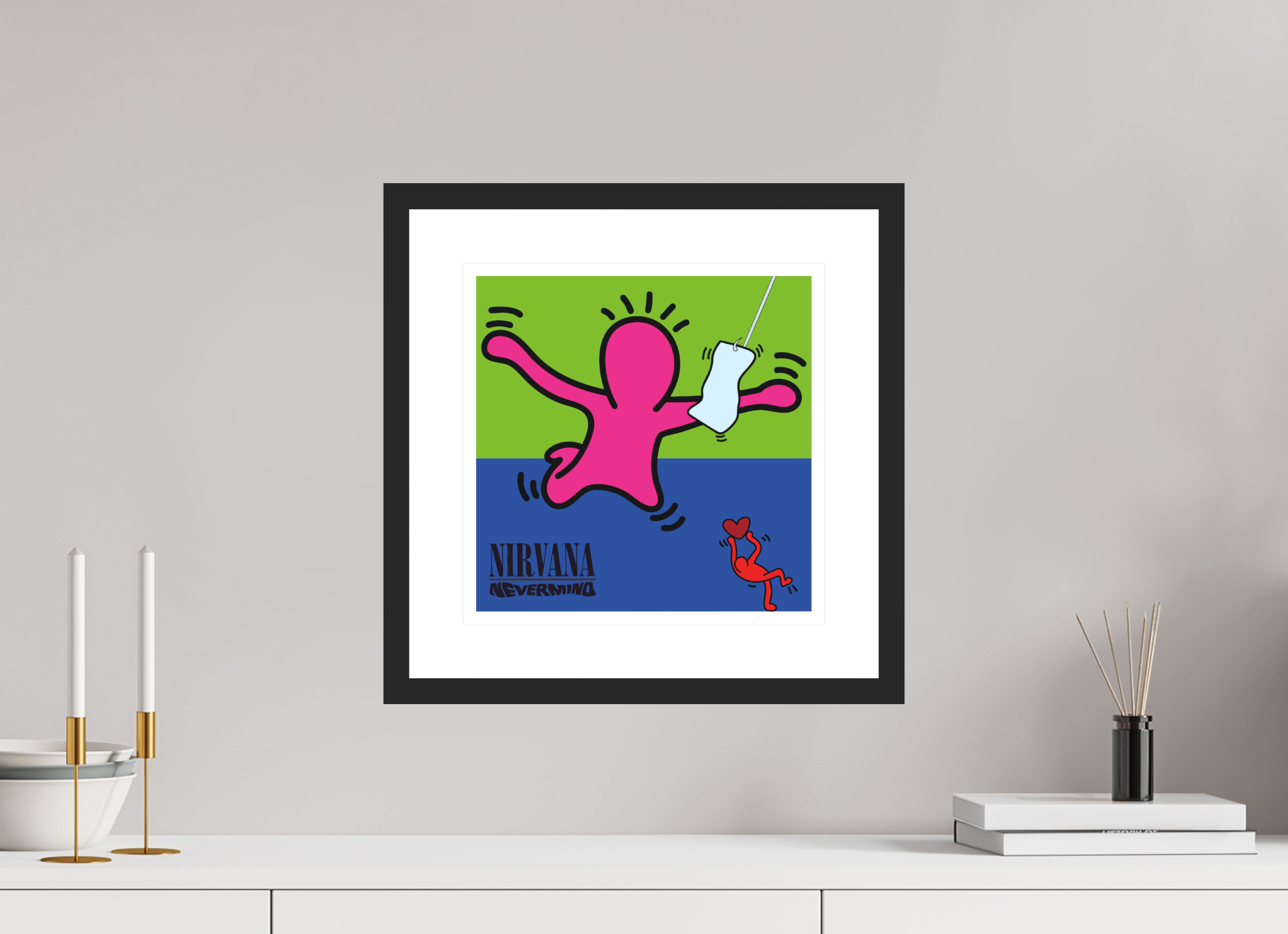 30 x 30 cm, FRAMED BLACK Nirvana