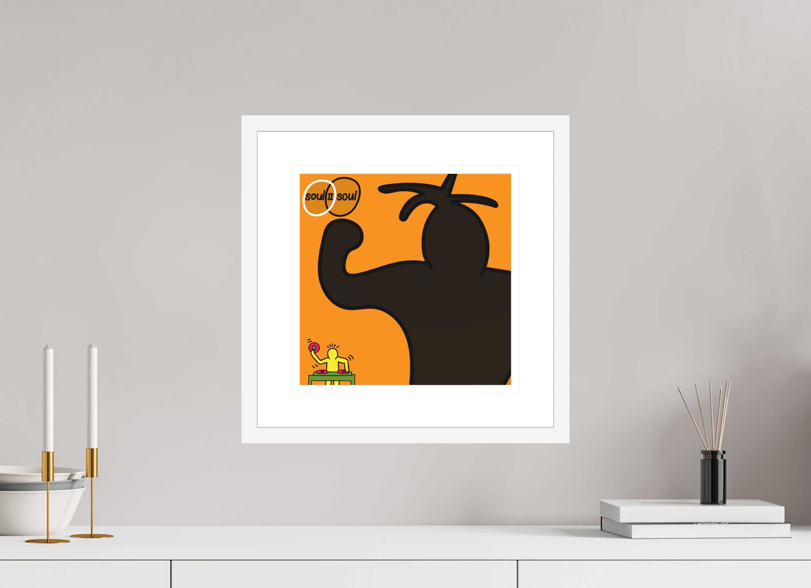 30 x 30 cm, FRAMED WHITE Soul II Soul