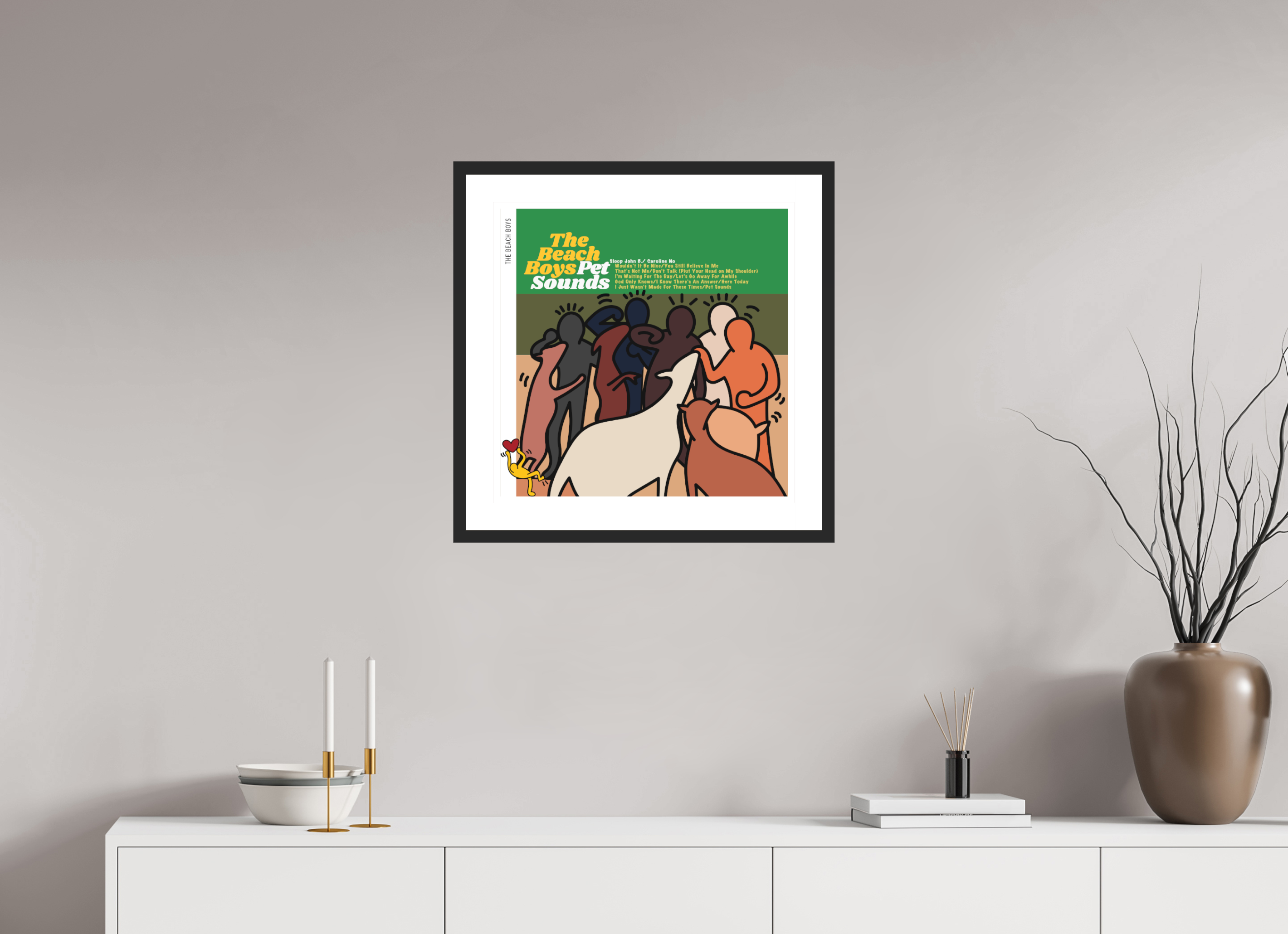 50 x 50 cm, FRAMED BLACK Beach Boys