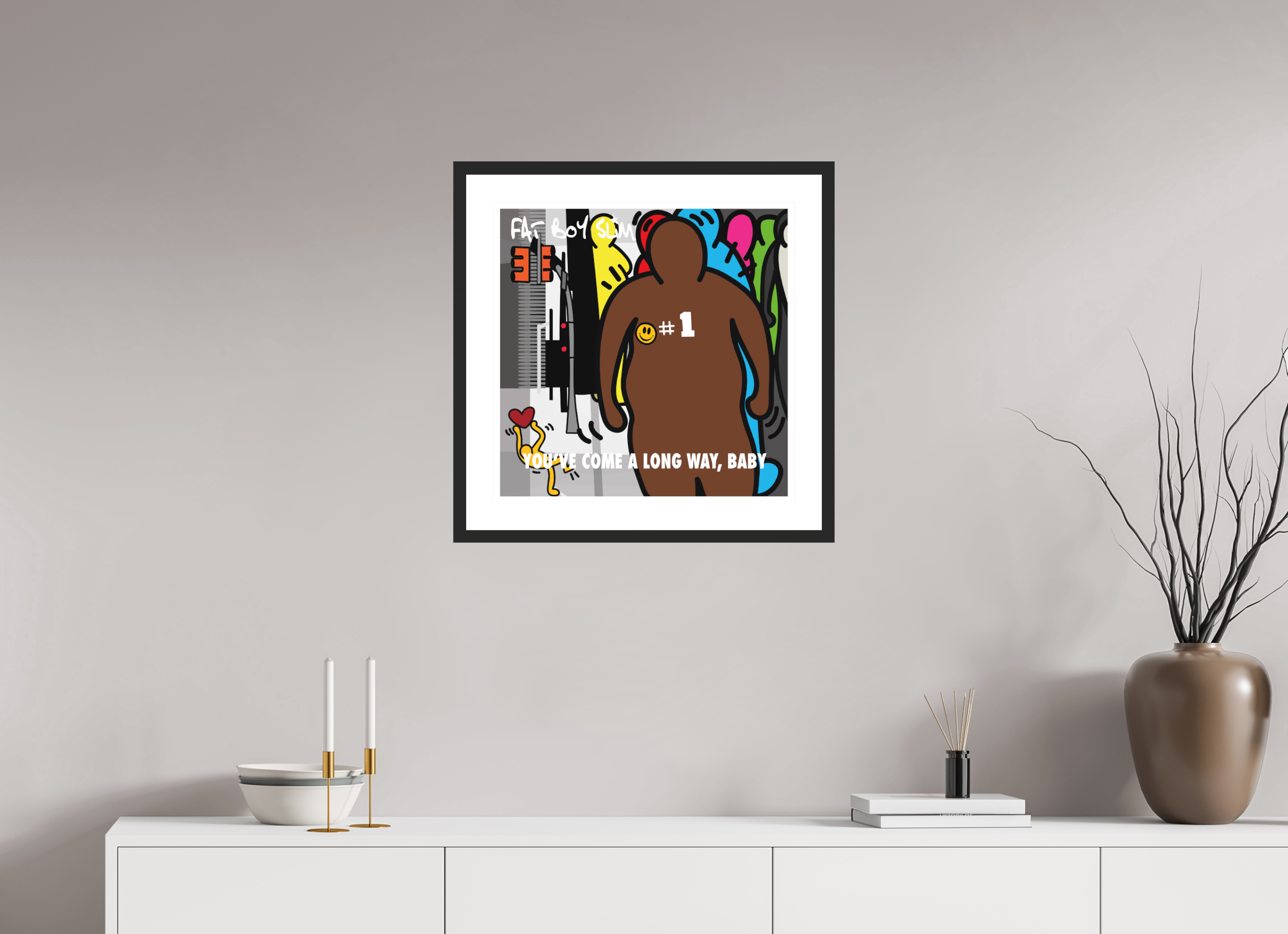 50 x 50 cm, FRAMED BLACK Fatboy Slim
