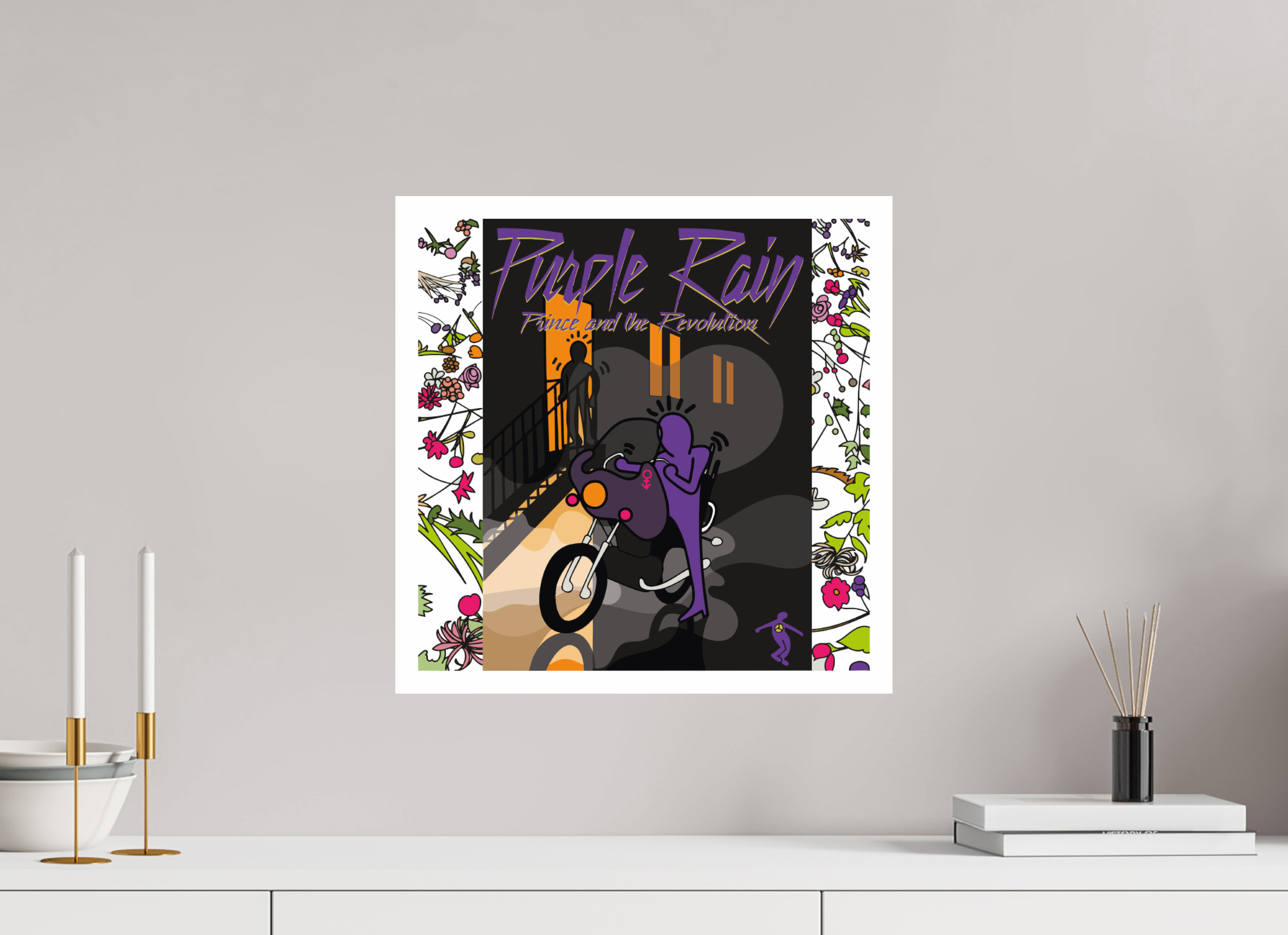 40 x 40 cm, UNFRAMED Purple rain