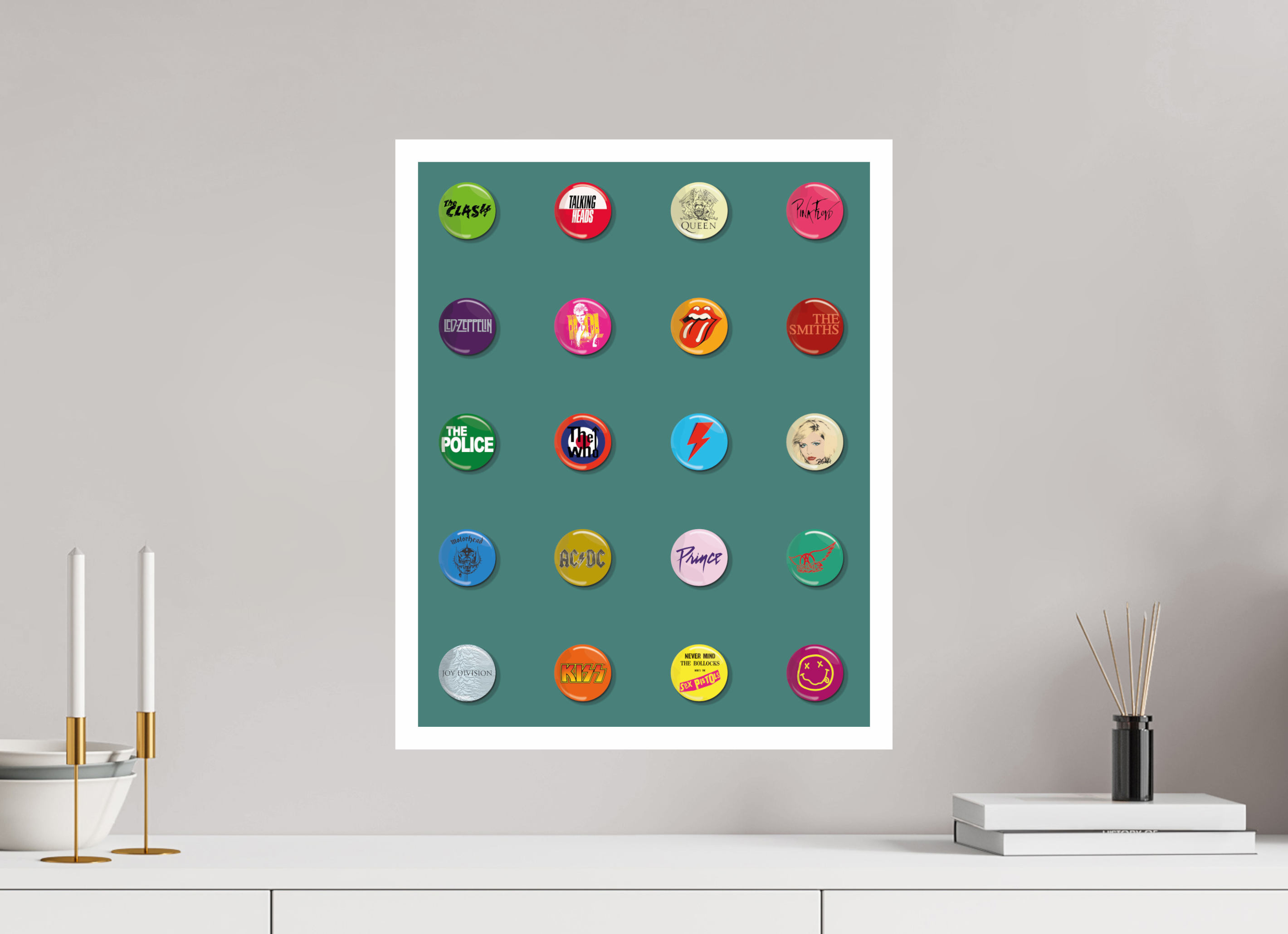 40 x 50 cm, UNFRAMED Badges of my life green