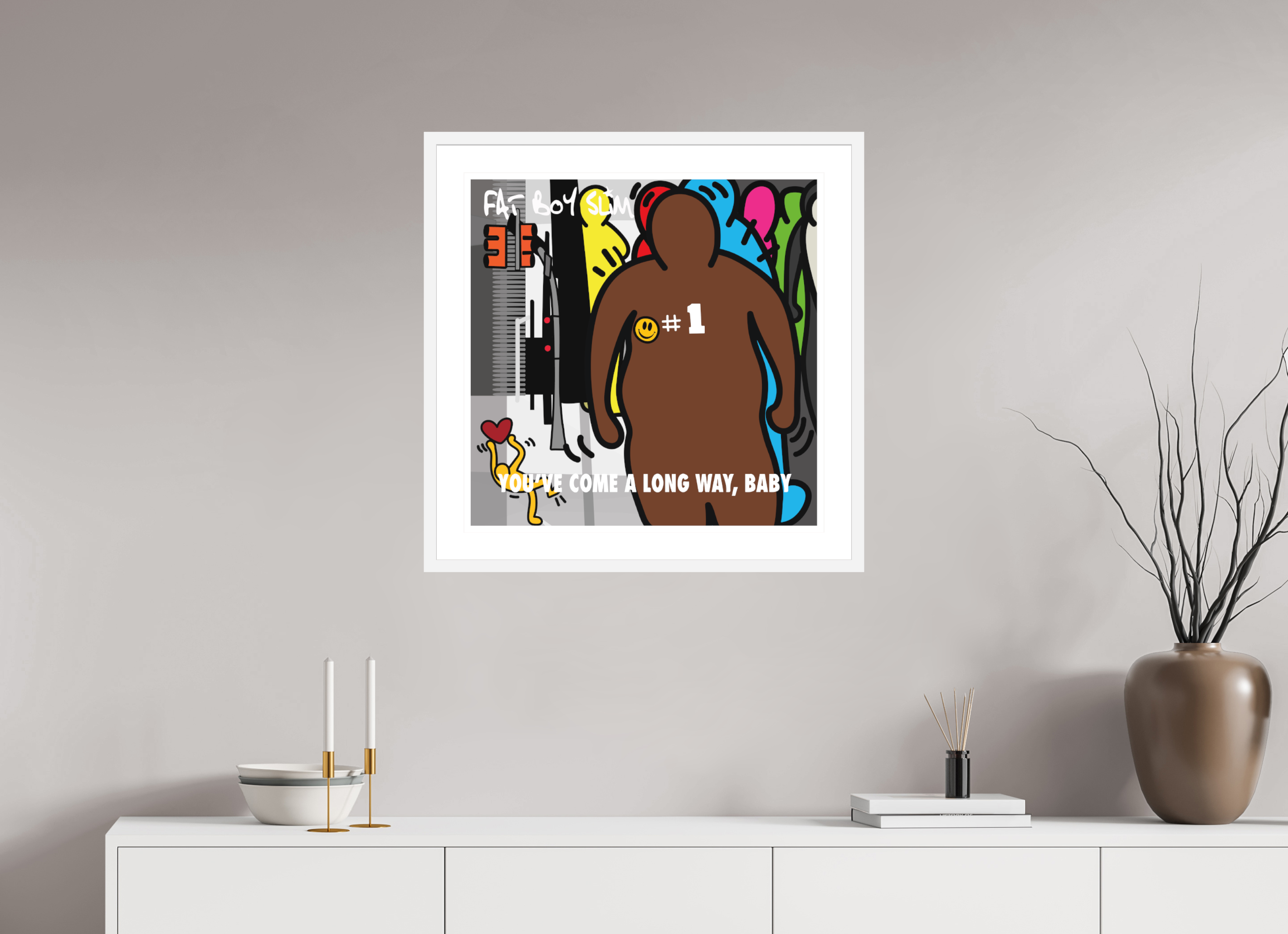 60 x 60 cm, FRAMED WHITE Fatboy Slim