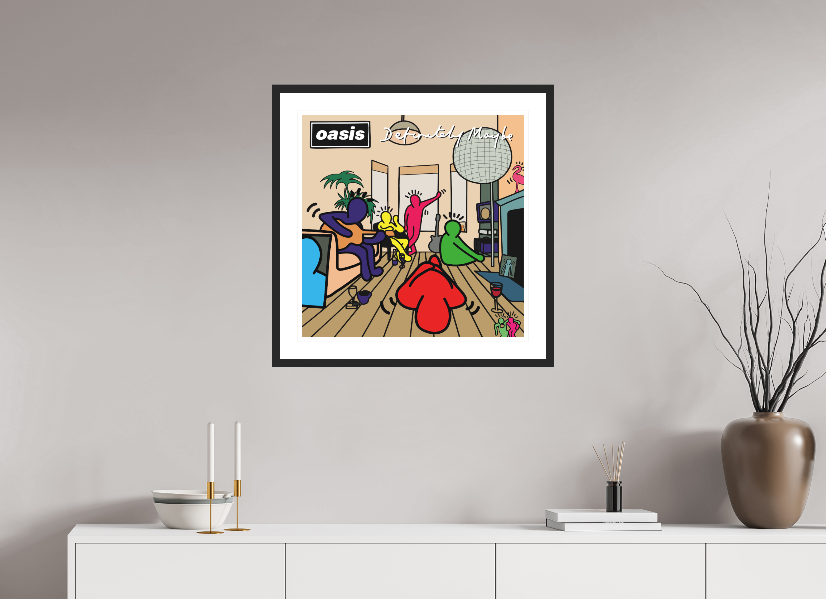 60 x 60 cm, FRAMED BLACK Definitely Maybe Keith
