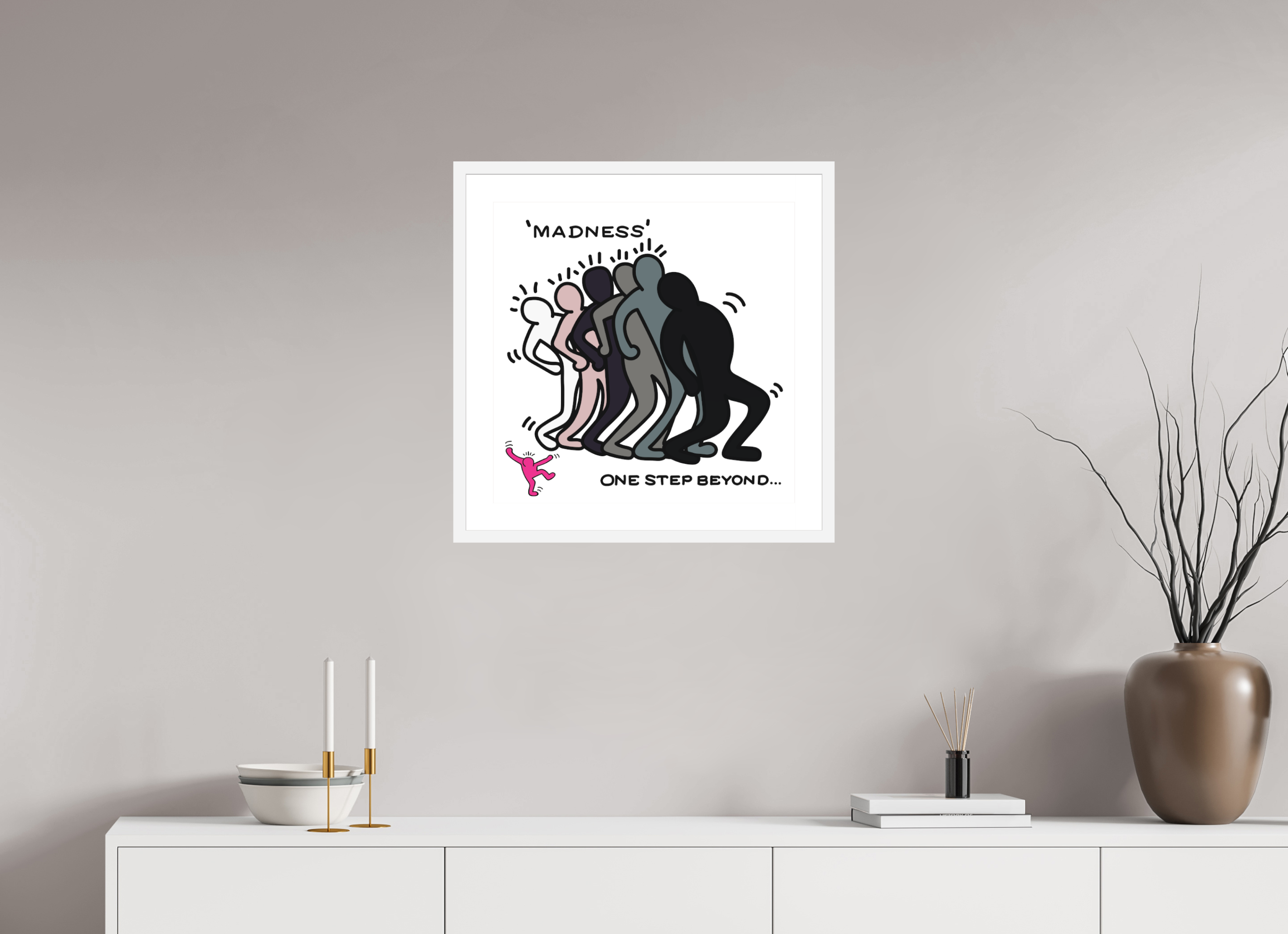 50 x 50 cm, FRAMED WHITE Madness