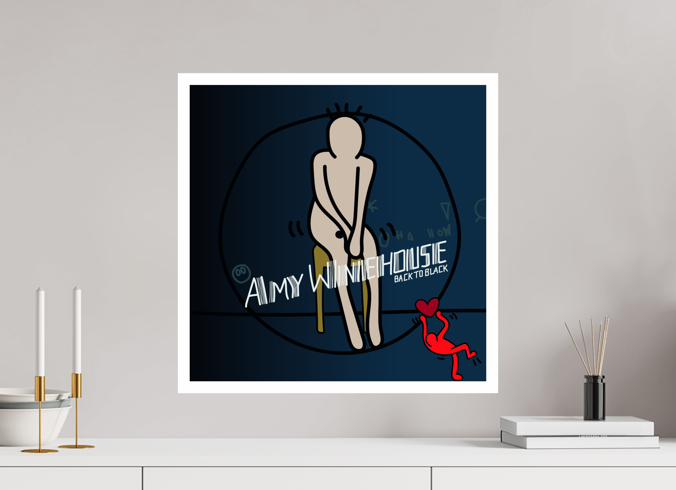 50 x 50 cm, UNFRAMED Back to black