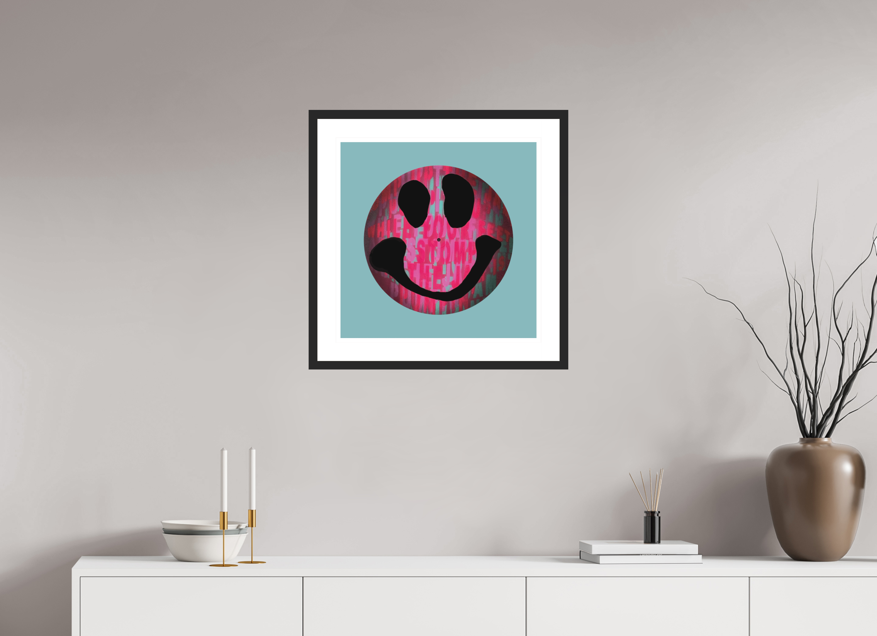 50 x 50 cm, FRAMED BLACK On the record 3 metallic print
