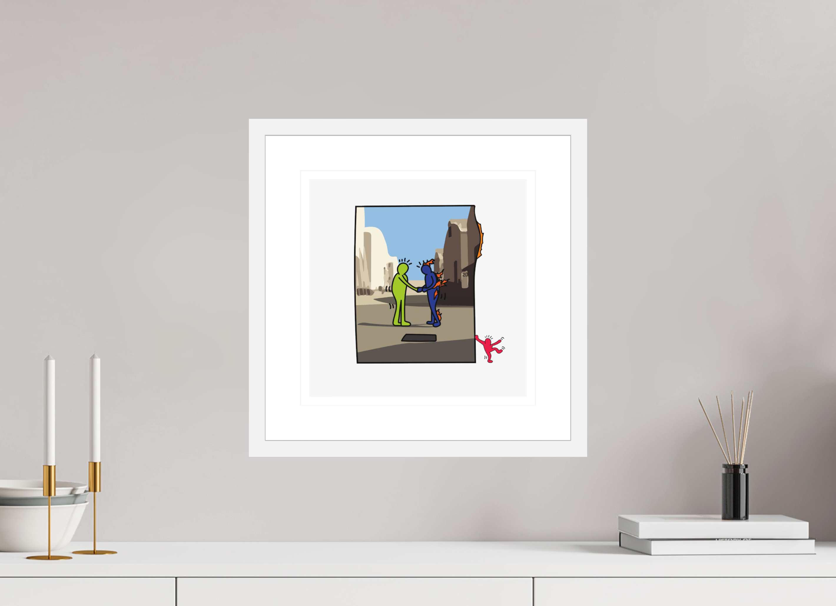 30 x 30 cm, FRAMED WHITE Wish You Were Here