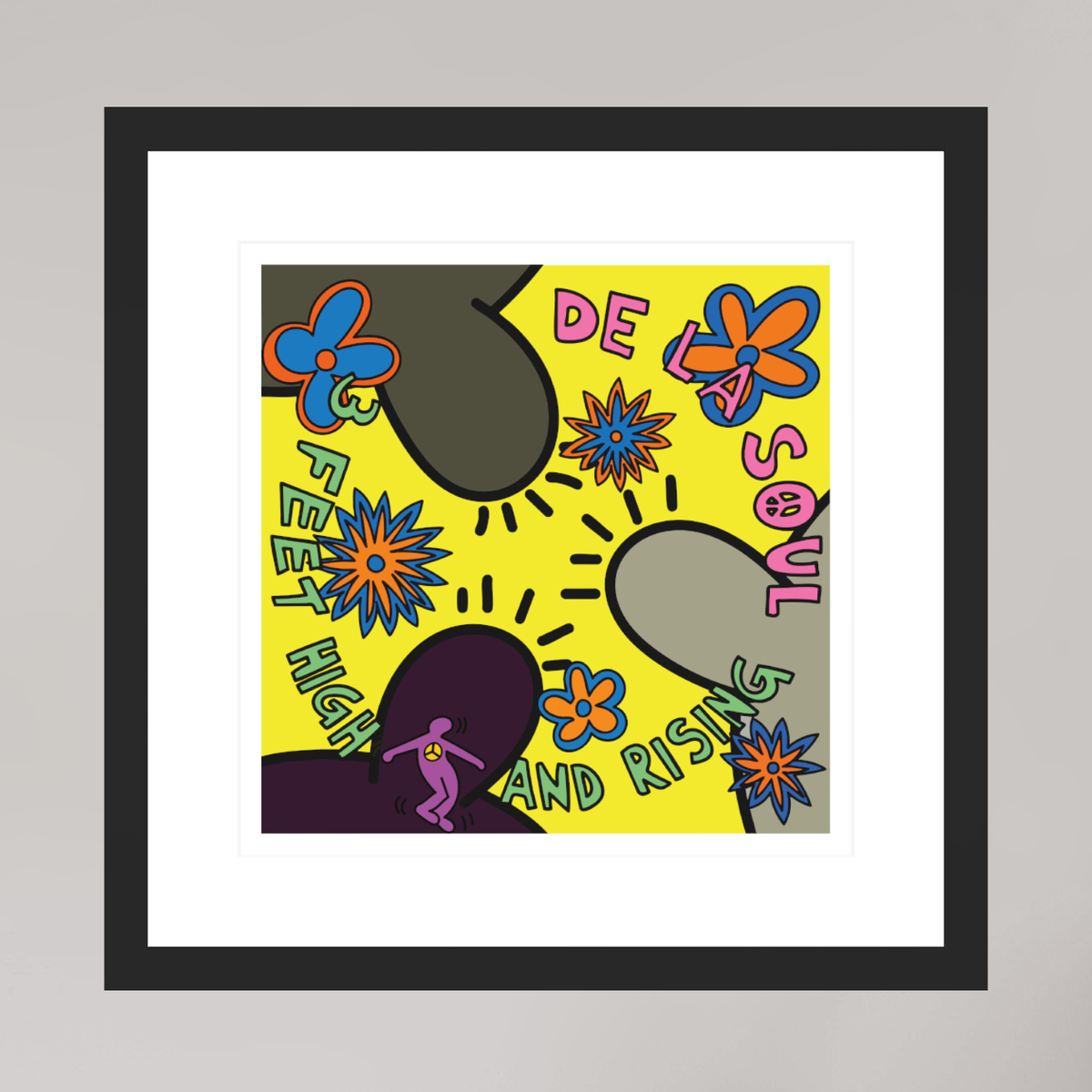 30 x 30 cm, FRAMED BLACK De La Soul