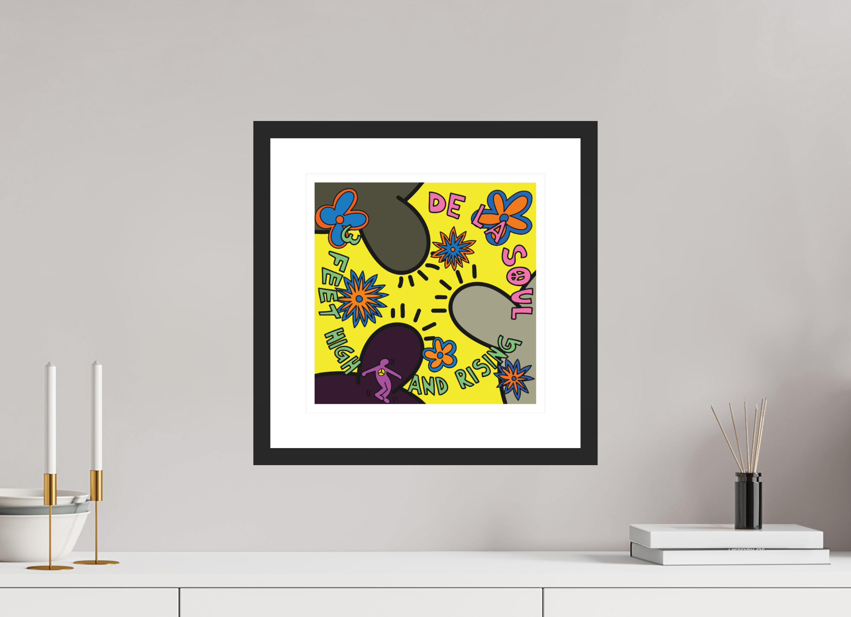 30 x 30 cm, FRAMED BLACK De La Soul