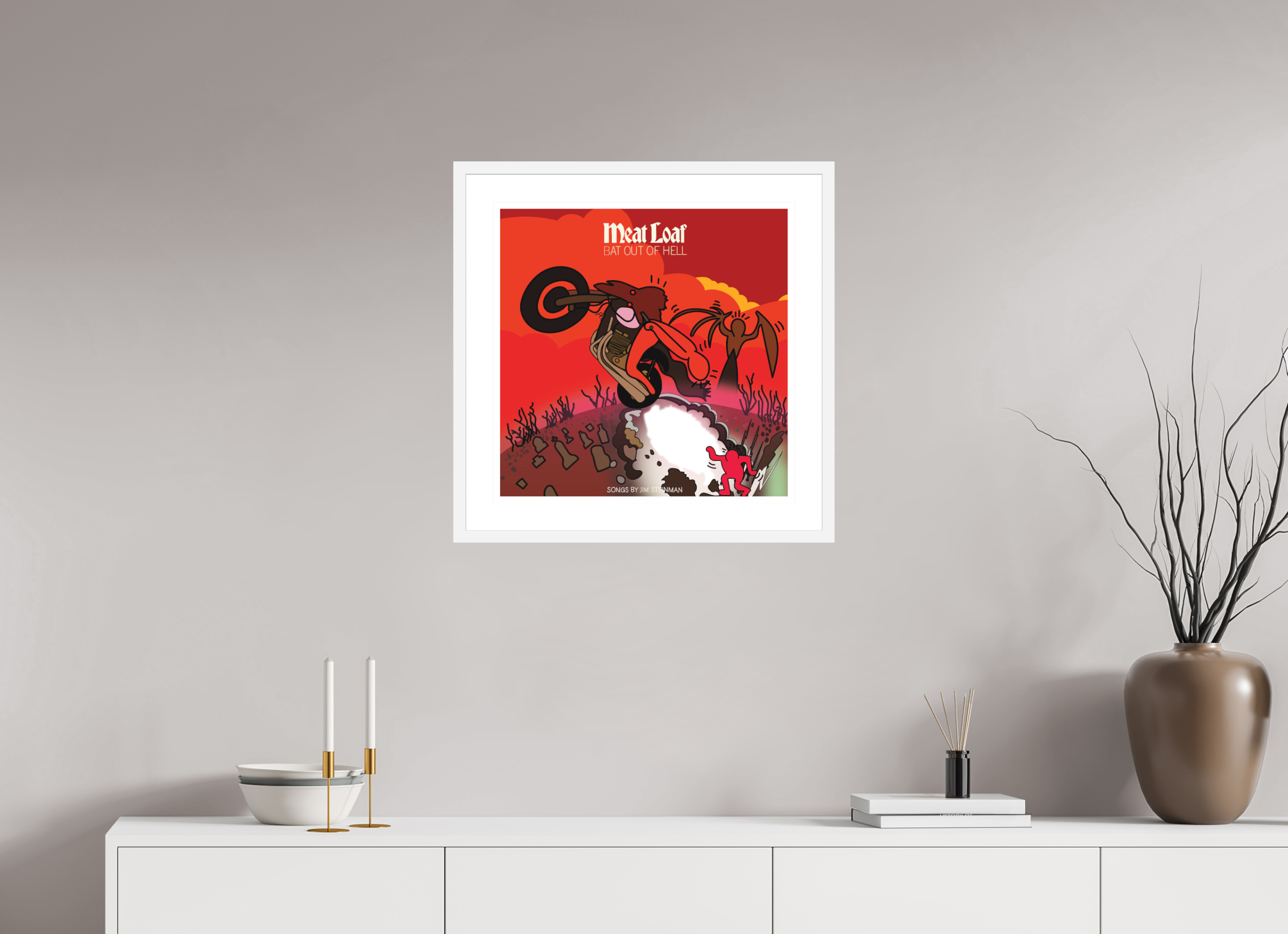 50 x 50 cm, FRAMED WHITE Meatloaf