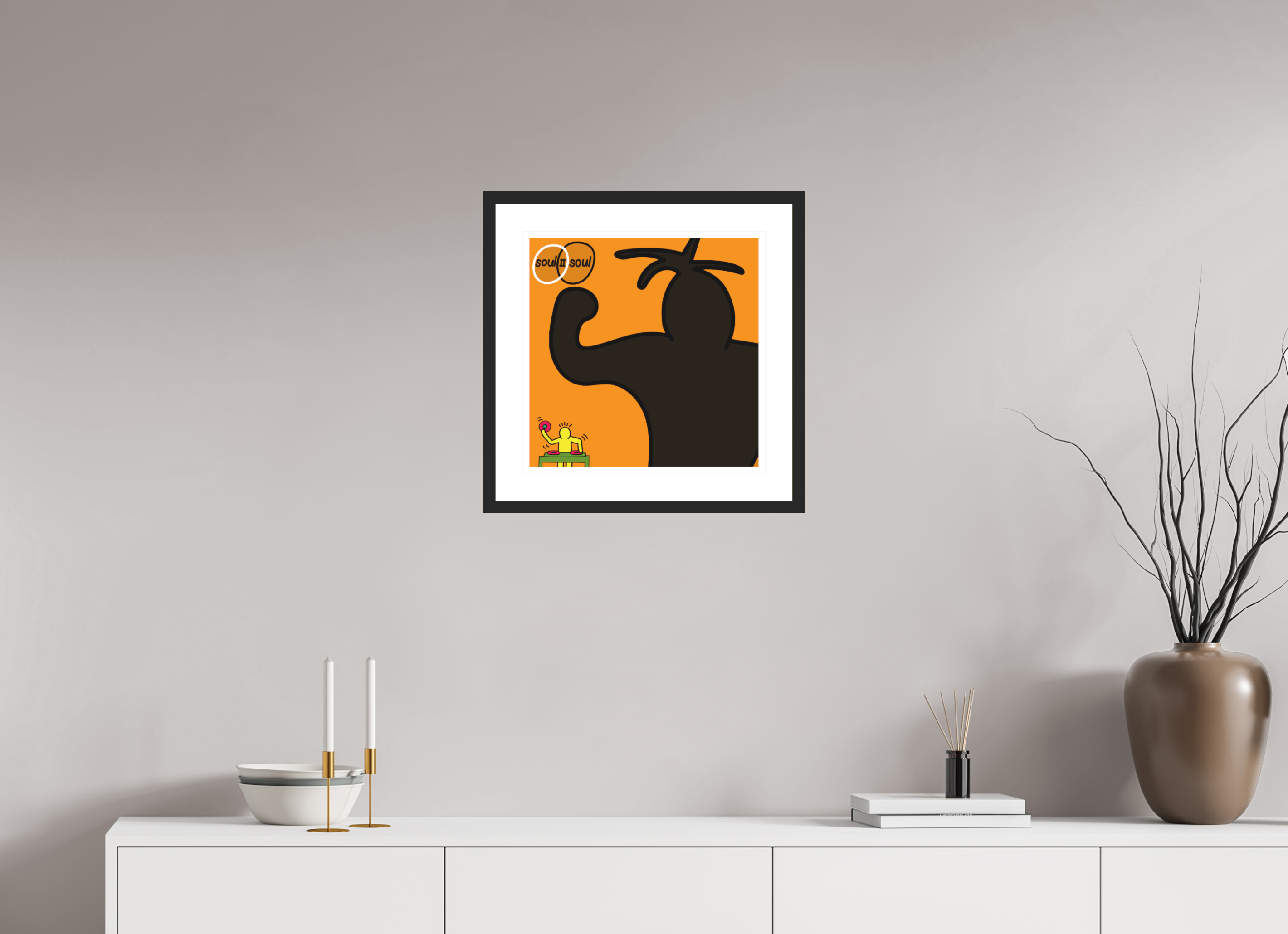 40 x 40 cm, FRAMED BLACK Soul II Soul