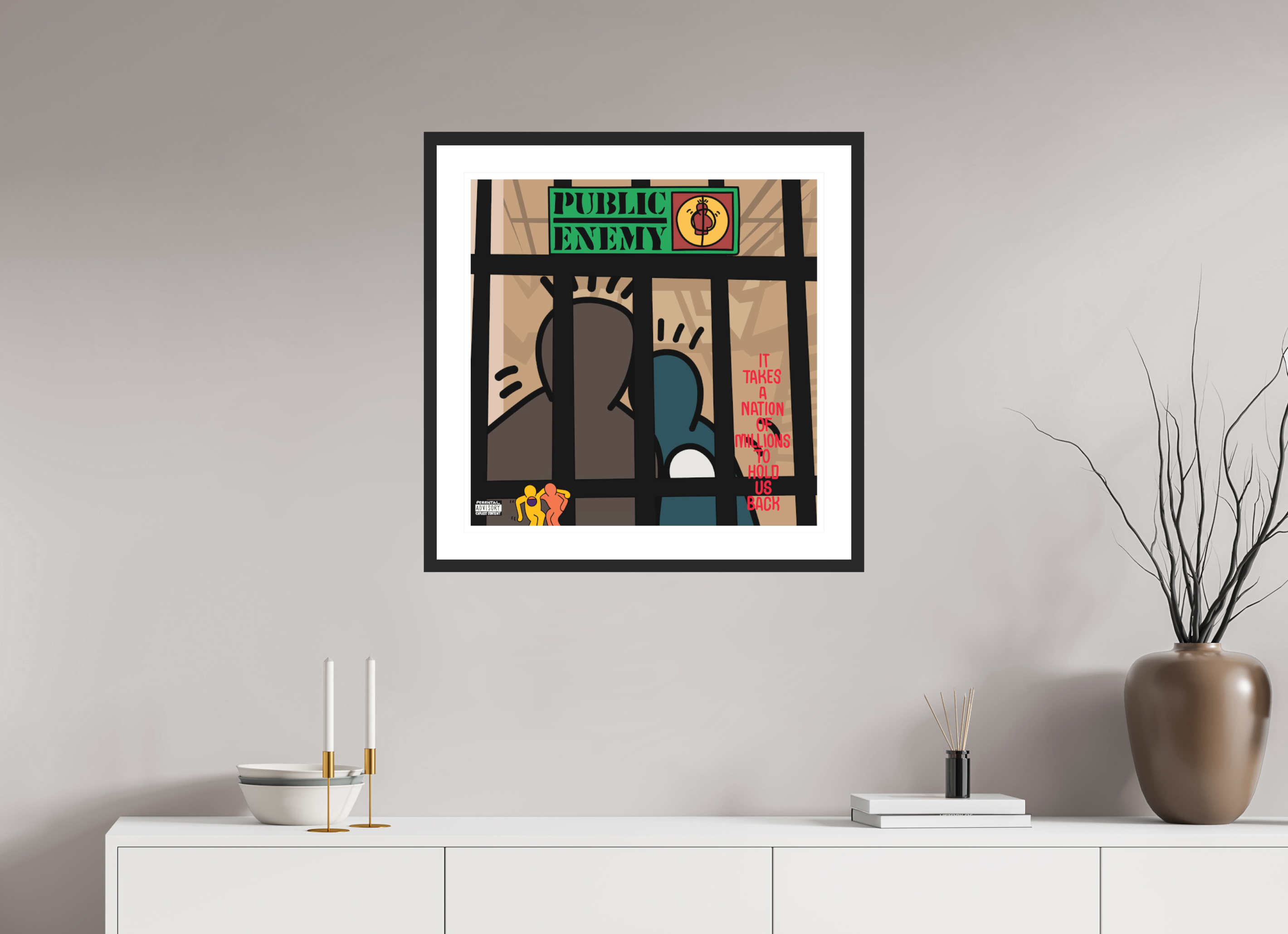 60 x 60 cm, FRAMED BLACK Public Enemy