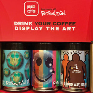 TBOY x Fatboy Slim exclusive coffee box set, hand signed by Fatboy Slim and TBOY